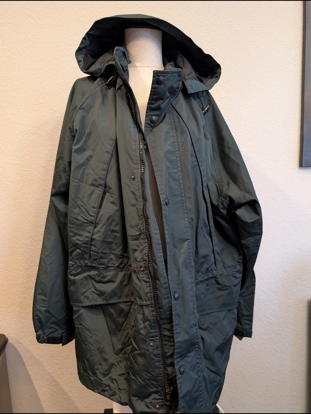 Vintage Eddie Bauer Sz M Men's Hooded Parka Jacket - Dark Green - Picture 1 of 6